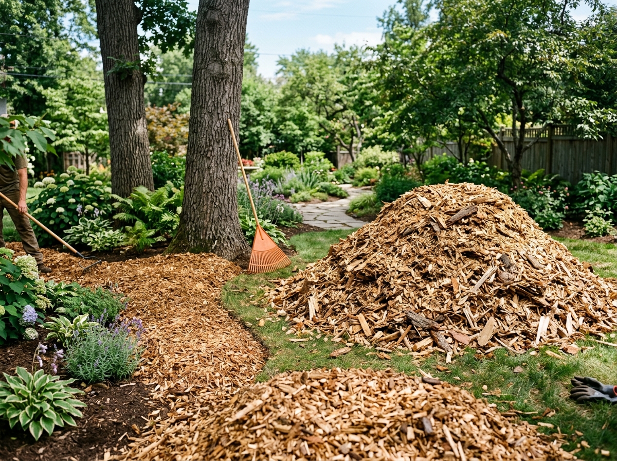 Organic wood mulch delivery in Clovis and Auberry CA