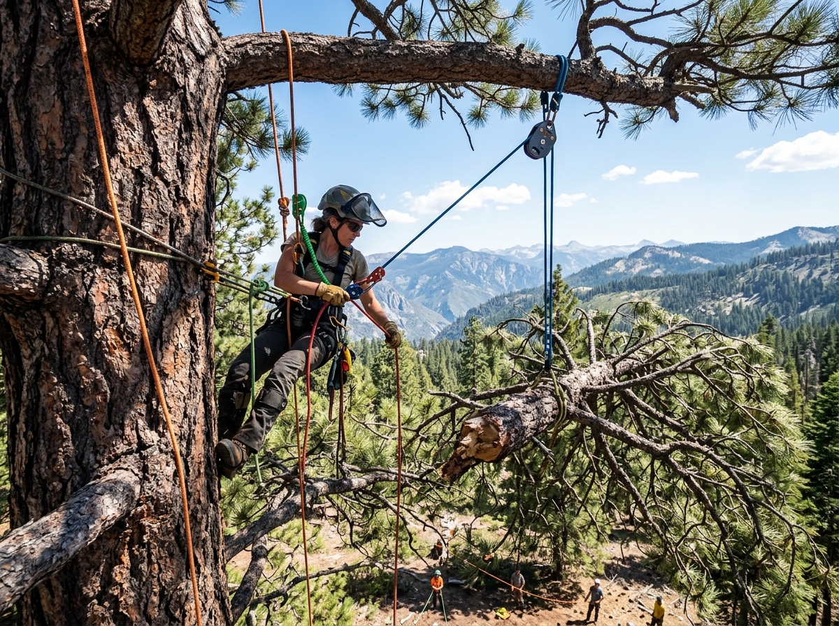 Arborist canopy rigging in Auberry CA