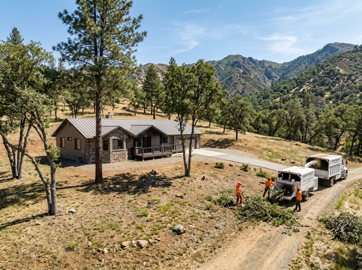 Fire safe defensible space cleared around Sierra foothills home