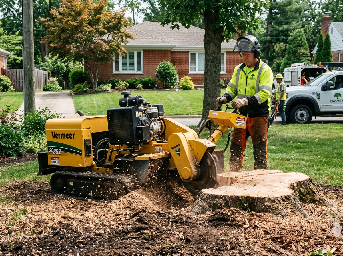 Sub-grade stump grinding equipment operation